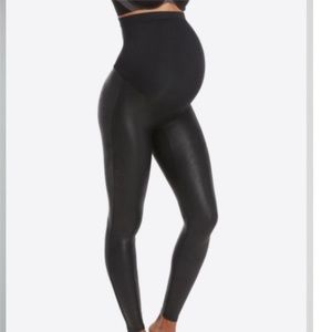 Spanx Mama Faux Maternity Leather Leggings S